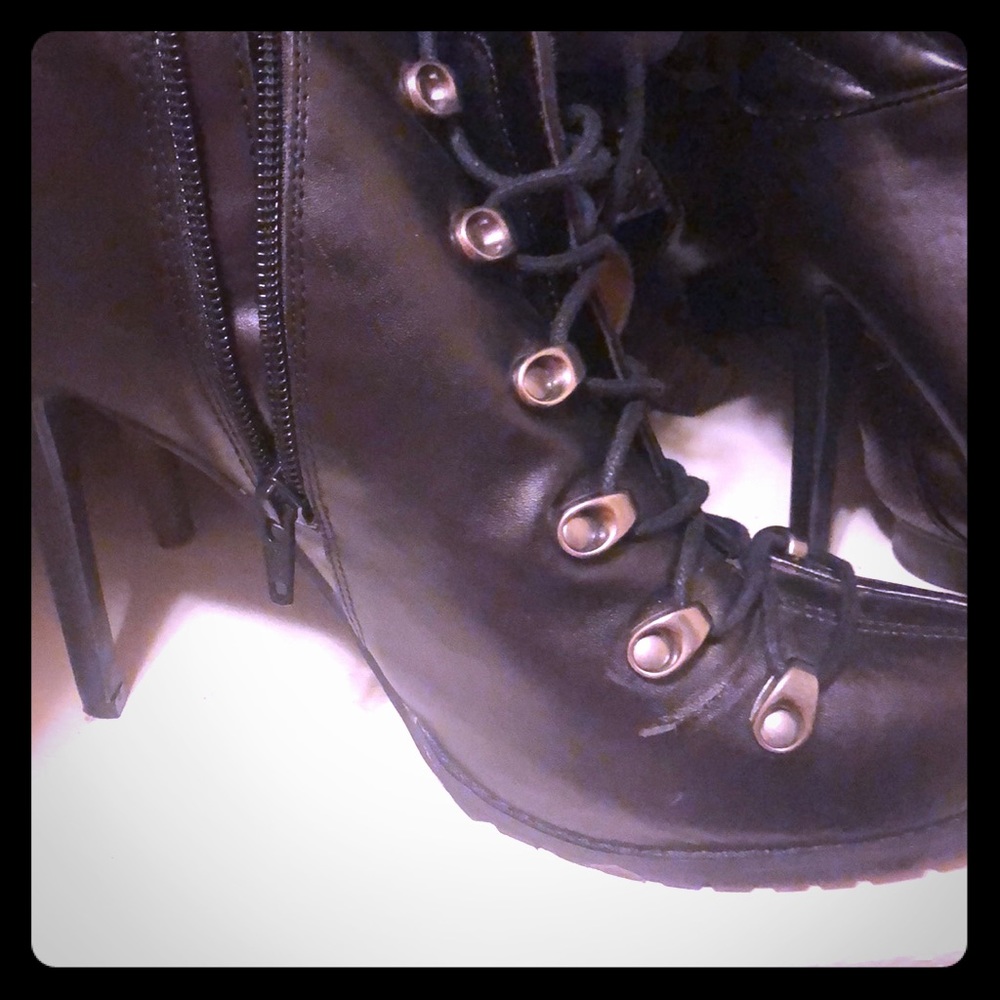 Platform bootie, some marks